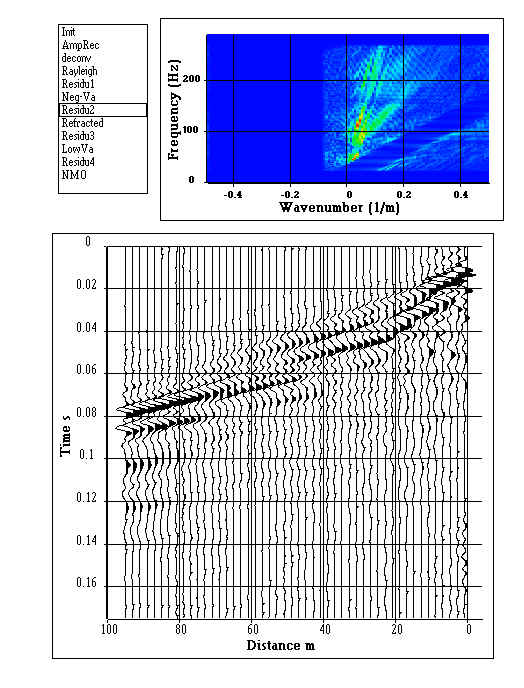 Computation of the second residual section: one can mainly see refracted waves Step 7/12