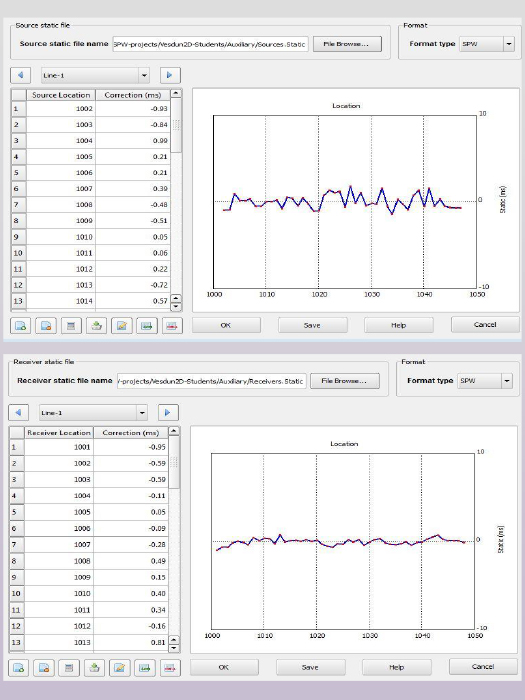 Residual statics - Source (top) - Receiver (bottom) Step 4/5
