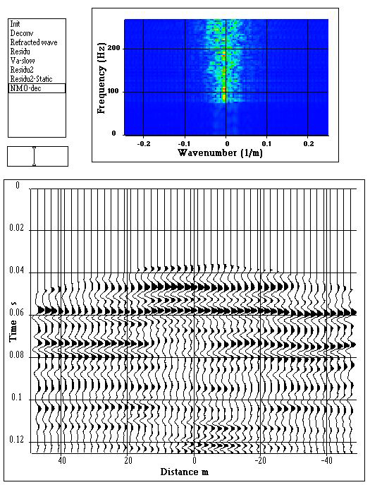 NMO correction with time variant velocity model Step 10/12