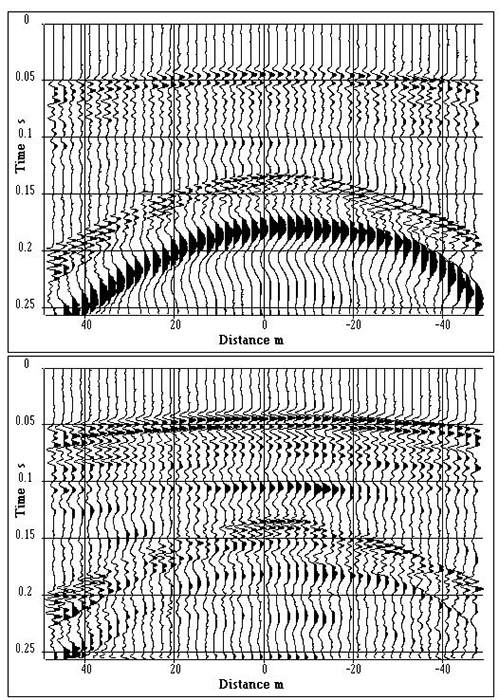 Display of the shot point before and after band pass filtering Step 2/12