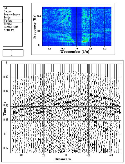 Extraction of seismic waves with low apparent velocities by F-K filter Step 7/12