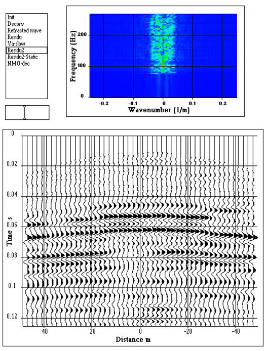 Computation of the second residual section: one can mainly see reflected waves Step 8/12